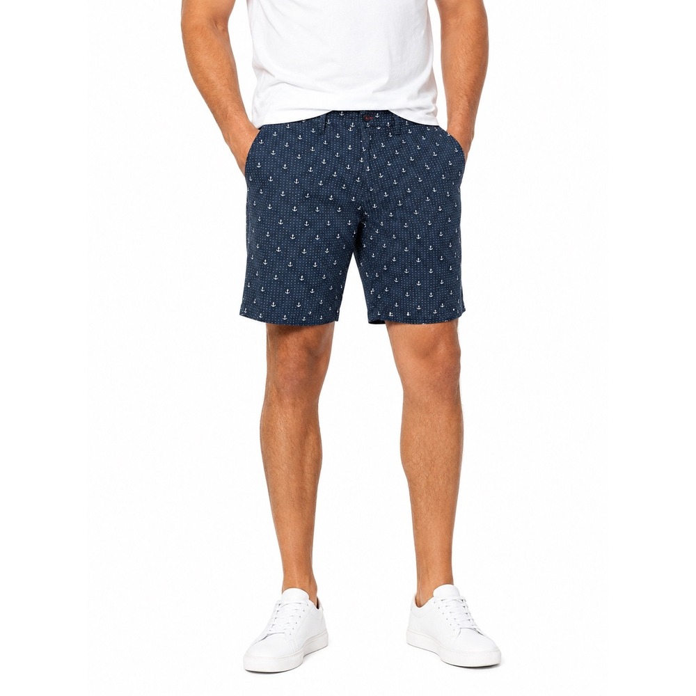 Beverly Hills Polo Club Navy Anchor Print Chino Shorts Mens Size 32 Nautical